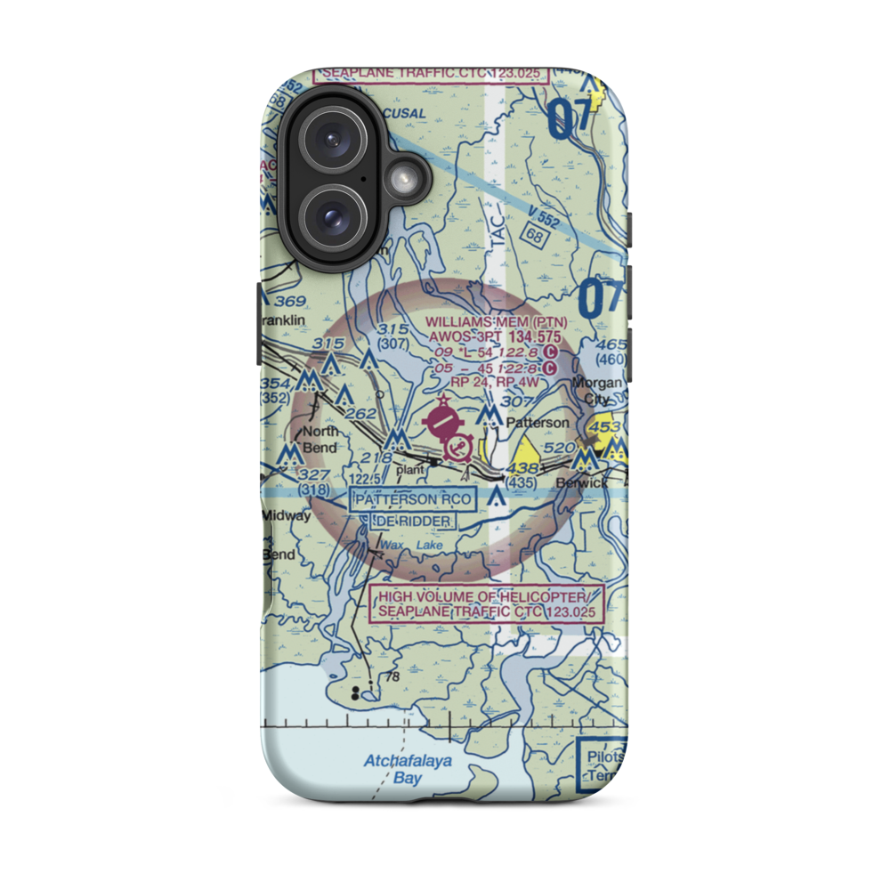 Harry P Williams Memorial Airport (PTN) VFR Sectional  Tough iPhone Case iPhone 16 Plus model shown
