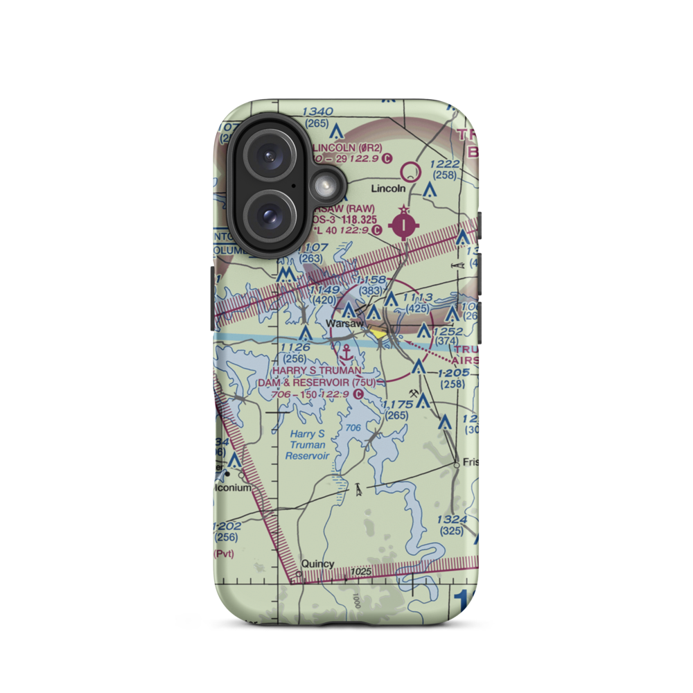 Harry S Truman Dam & Reservoir Seaplane Base (75U) VFR Sectional  Tough iPhone Case iPhone 16 model shown