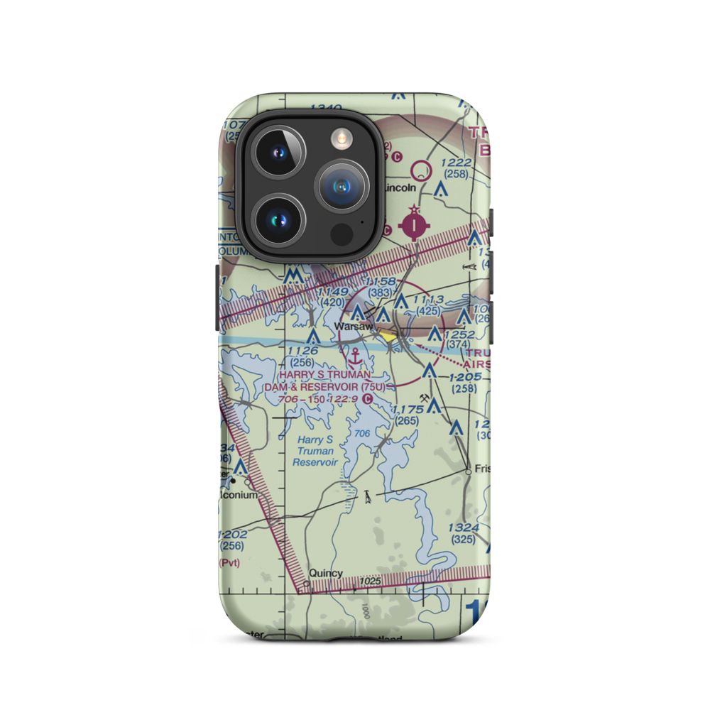 Harry S Truman Dam & Reservoir Seaplane Base (75U) VFR Sectional  Tough iPhone Case iPhone 16 Pro model shown