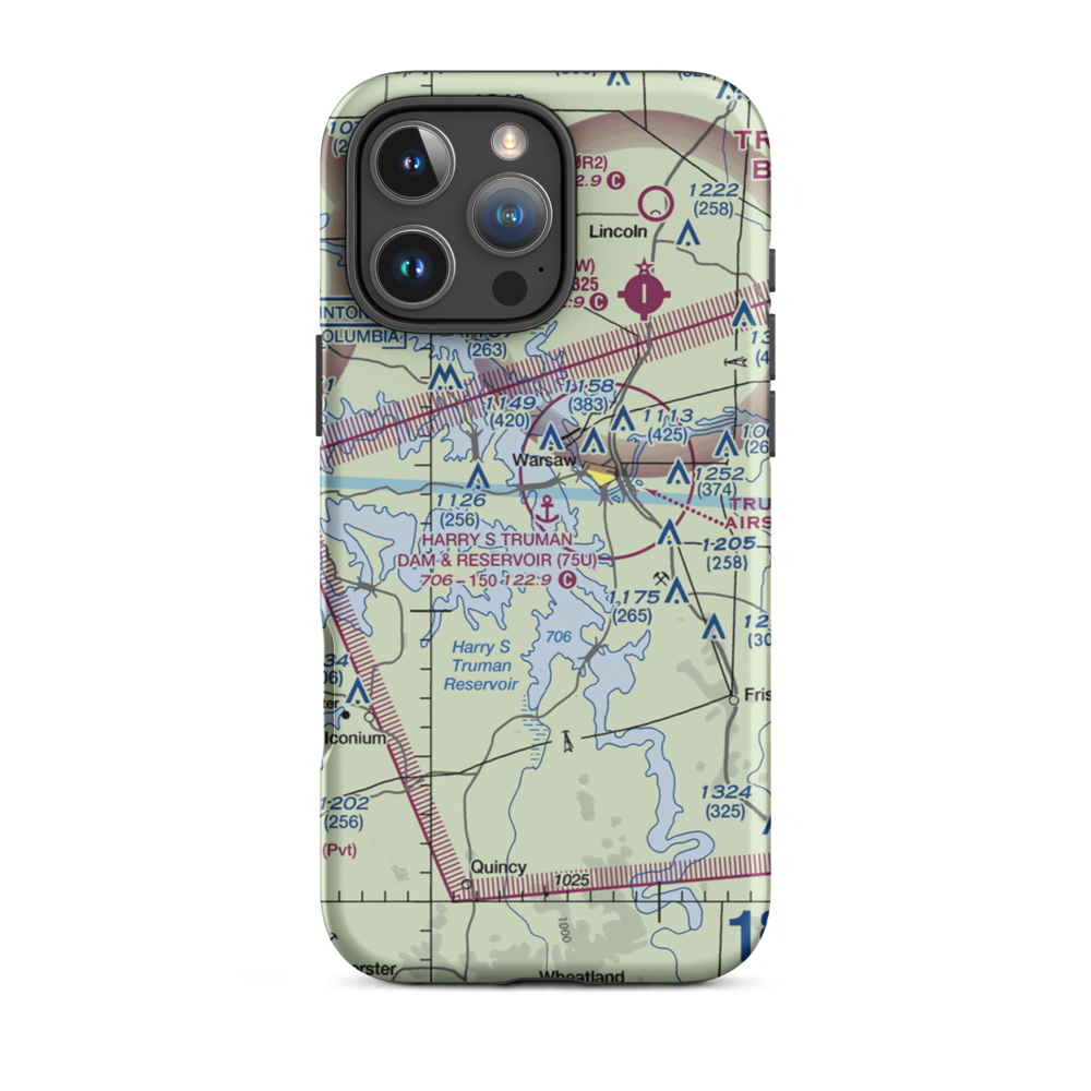 Harry S Truman Dam & Reservoir Seaplane Base (75U) VFR Sectional  Tough iPhone Case iPhone 16 Pro Max model shown