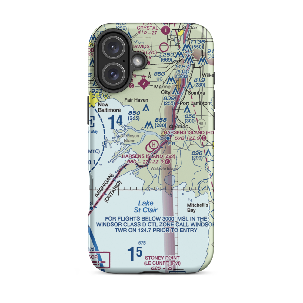 Harsens Island Airport (Z92) VFR Sectional  Tough iPhone Case iPhone 16 Plus model shown