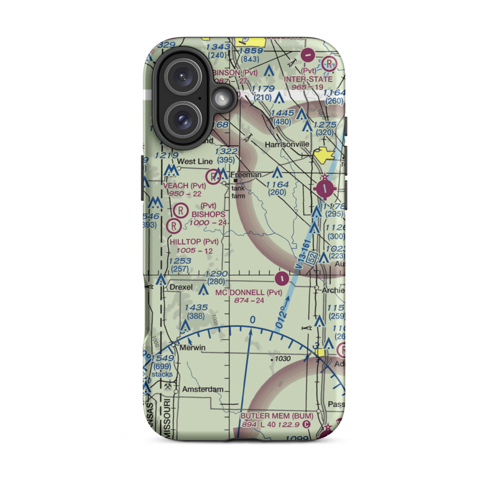 Hart Airport (1MO2) VFR Sectional  Tough iPhone Case iPhone 16 Plus model shown