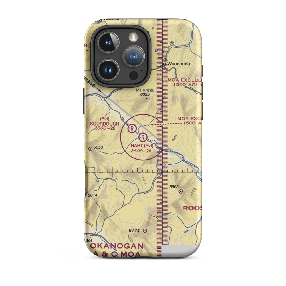 Hart Ranch Airport (25WA) VFR Sectional  Tough iPhone Case iPhone 16 Pro Max model shown
