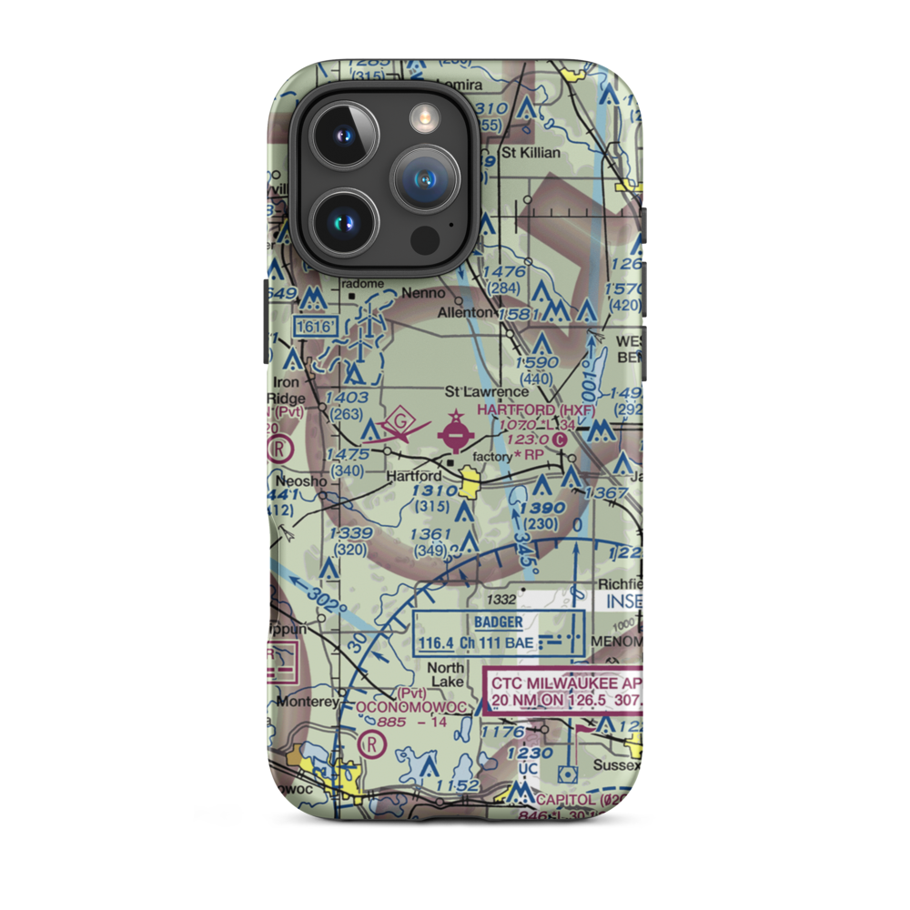 Hartford Municipal Airport (HXF) VFR Sectional  Tough iPhone Case iPhone 16 Pro Max model shown