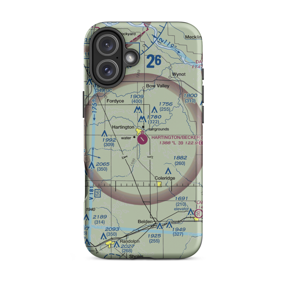 Hartington Municipal Airport (0B4) VFR Sectional  Tough iPhone Case iPhone 16 Plus model shown