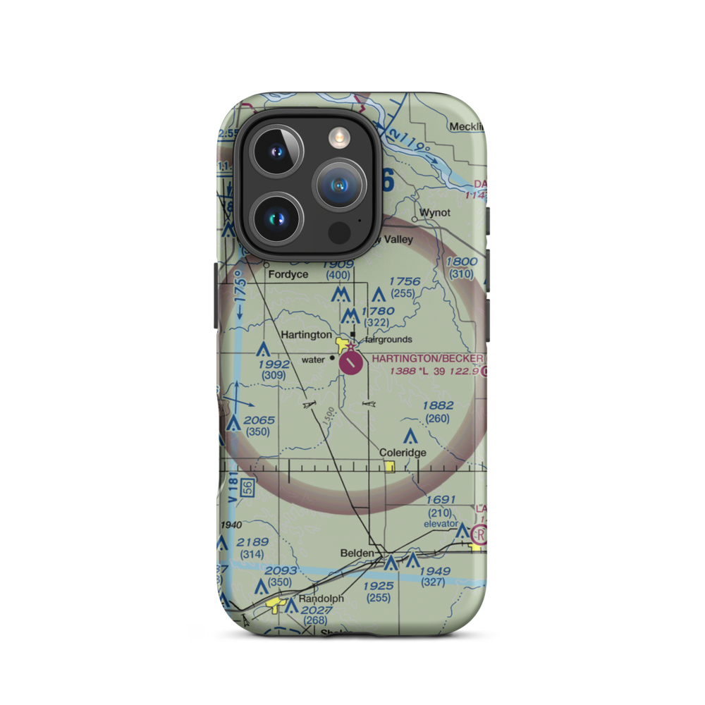 Hartington Municipal Airport (0B4) VFR Sectional  Tough iPhone Case iPhone 16 Pro model shown