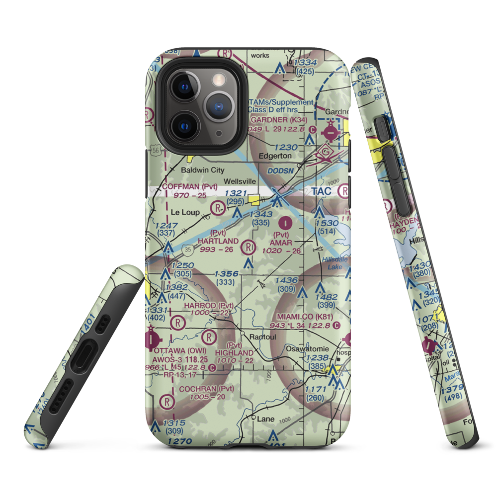 Hartland Airport (9KS1) VFR Sectional  Tough iPhone Case iPhone 11 Pro model shown