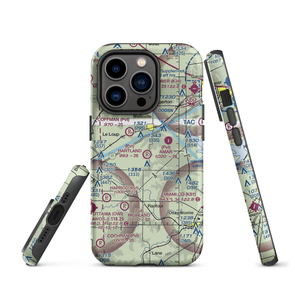 Hartland Airport (9KS1) VFR Sectional  Tough iPhone Case iPhone 14 Pro model shown