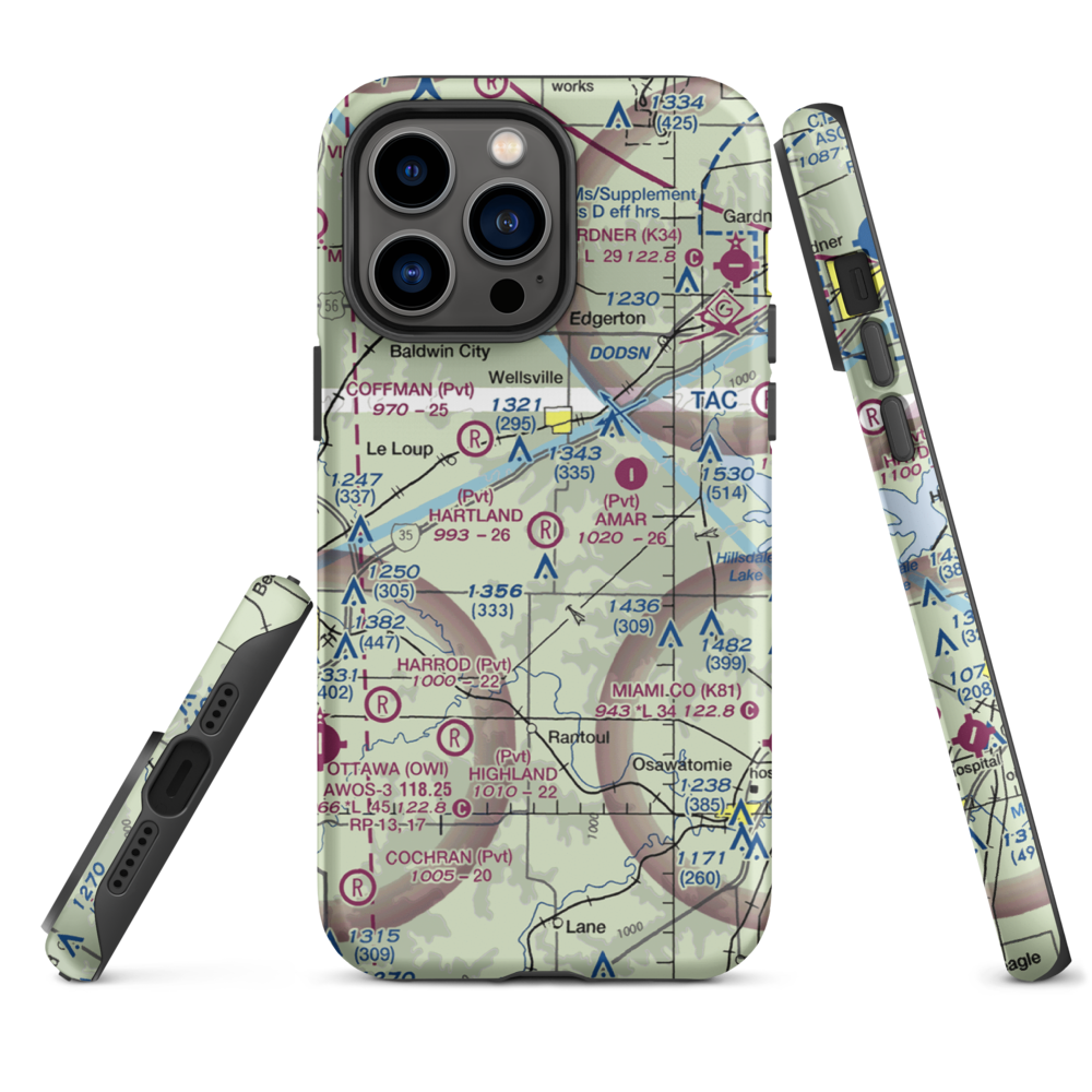 Hartland Airport (9KS1) VFR Sectional  Tough iPhone Case iPhone 14 Pro Max model shown