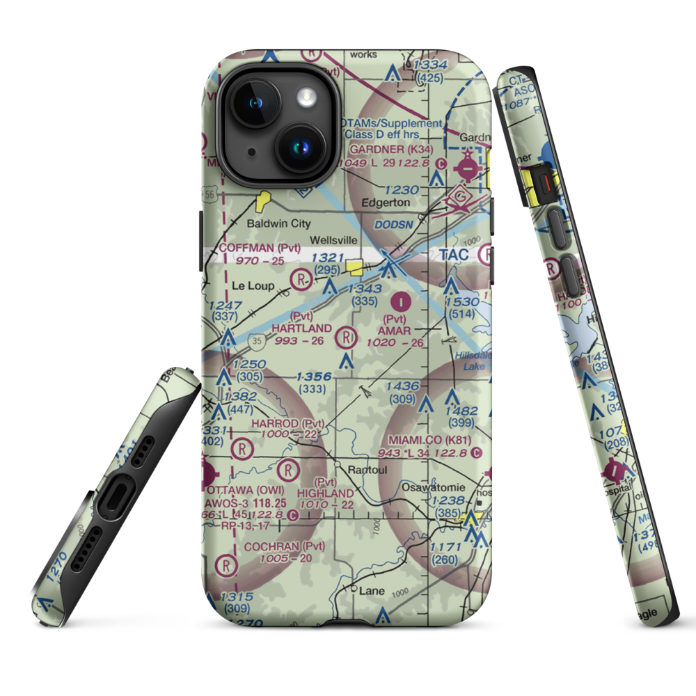 Hartland Airport (9KS1) VFR Sectional  Tough iPhone Case iPhone 15 Plus model shown