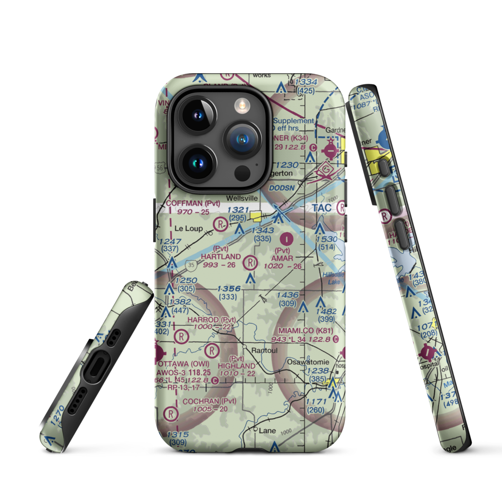 Hartland Airport (9KS1) VFR Sectional  Tough iPhone Case iPhone 15 Pro model shown
