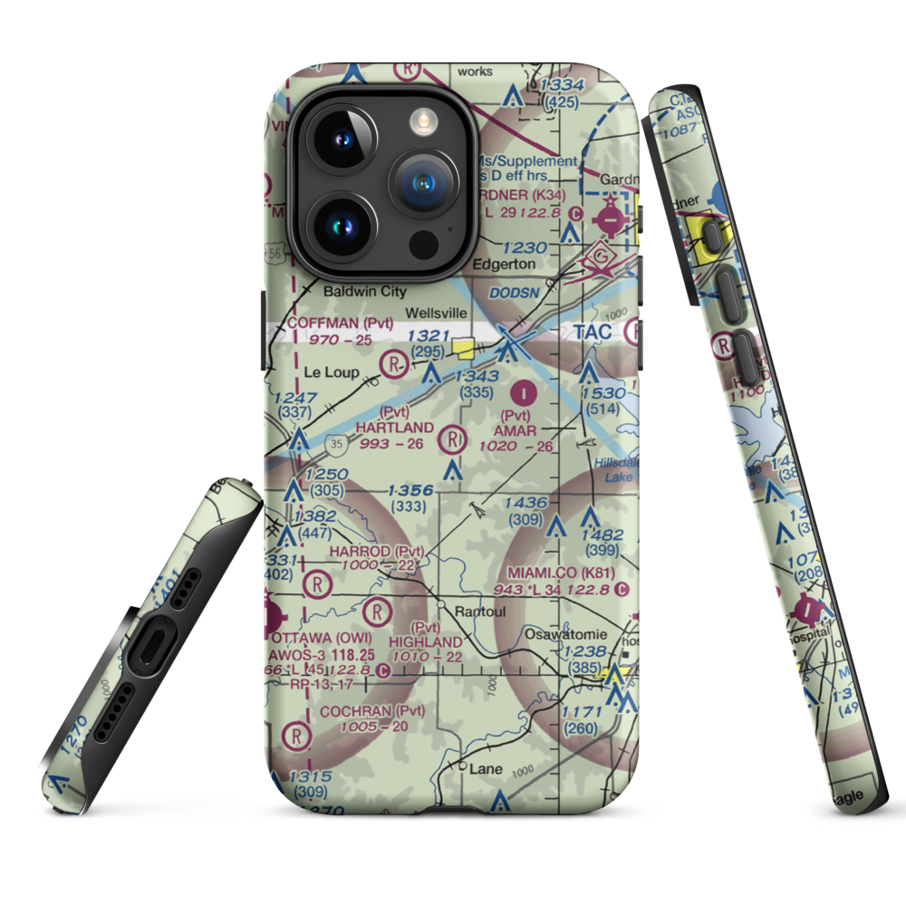 Hartland Airport (9KS1) VFR Sectional  Tough iPhone Case iPhone 15 Pro Max model shown