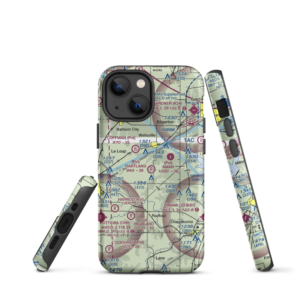 Hartland Airport (9KS1) VFR Sectional  Tough iPhone Case iPhone 13 mini model shown