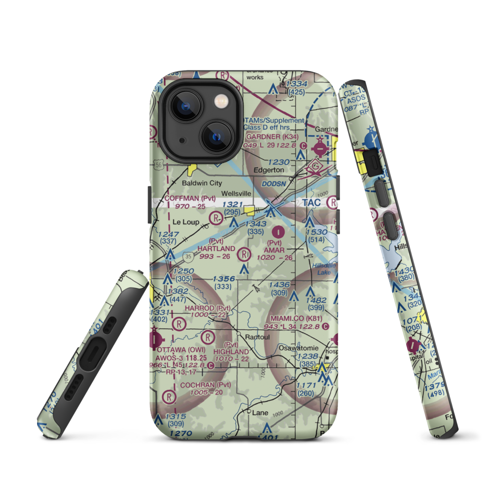 Hartland Airport (9KS1) VFR Sectional  Tough iPhone Case iPhone 13 model shown