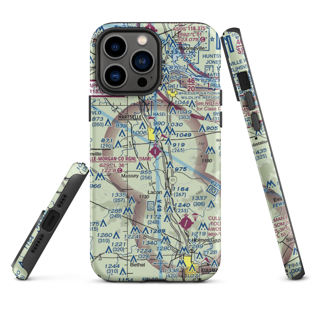 Hartselle-Morgan County Regional Airport (5M0) VFR Sectional  Tough iPhone Case iPhone 13 Pro Max model shown