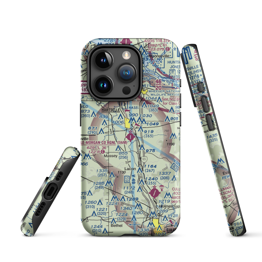 Hartselle-Morgan County Regional Airport (5M0) VFR Sectional  Tough iPhone Case iPhone 15 Pro model shown