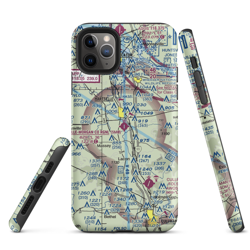 Hartselle-Morgan County Regional Airport (5M0) VFR Sectional  Tough iPhone Case iPhone 11 Pro Max model shown