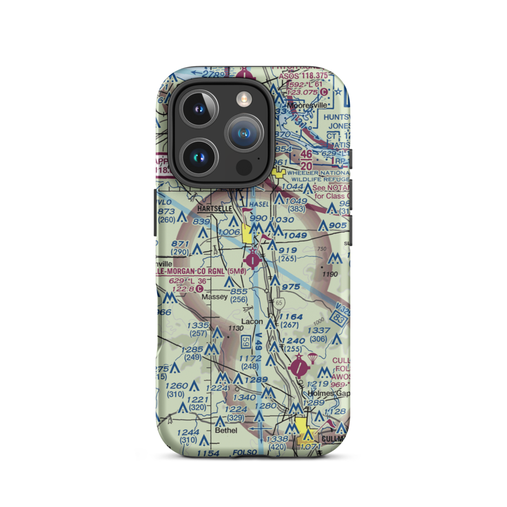 Hartselle-Morgan County Regional Airport (5M0) VFR Sectional  Tough iPhone Case iPhone 16 Pro model shown