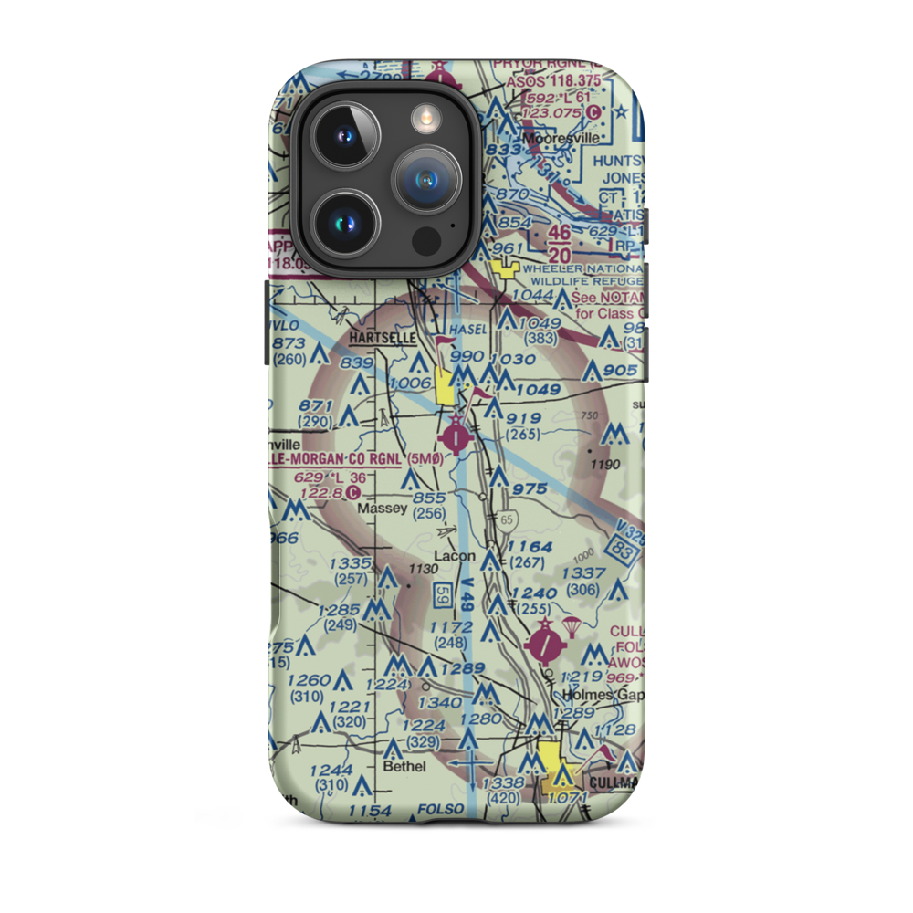 Hartselle-Morgan County Regional Airport (5M0) VFR Sectional  Tough iPhone Case iPhone 16 Pro Max model shown