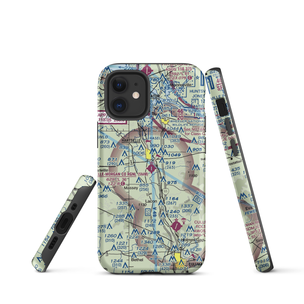 Hartselle-Morgan County Regional Airport (5M0) VFR Sectional  Tough iPhone Case iPhone 12 mini model shown