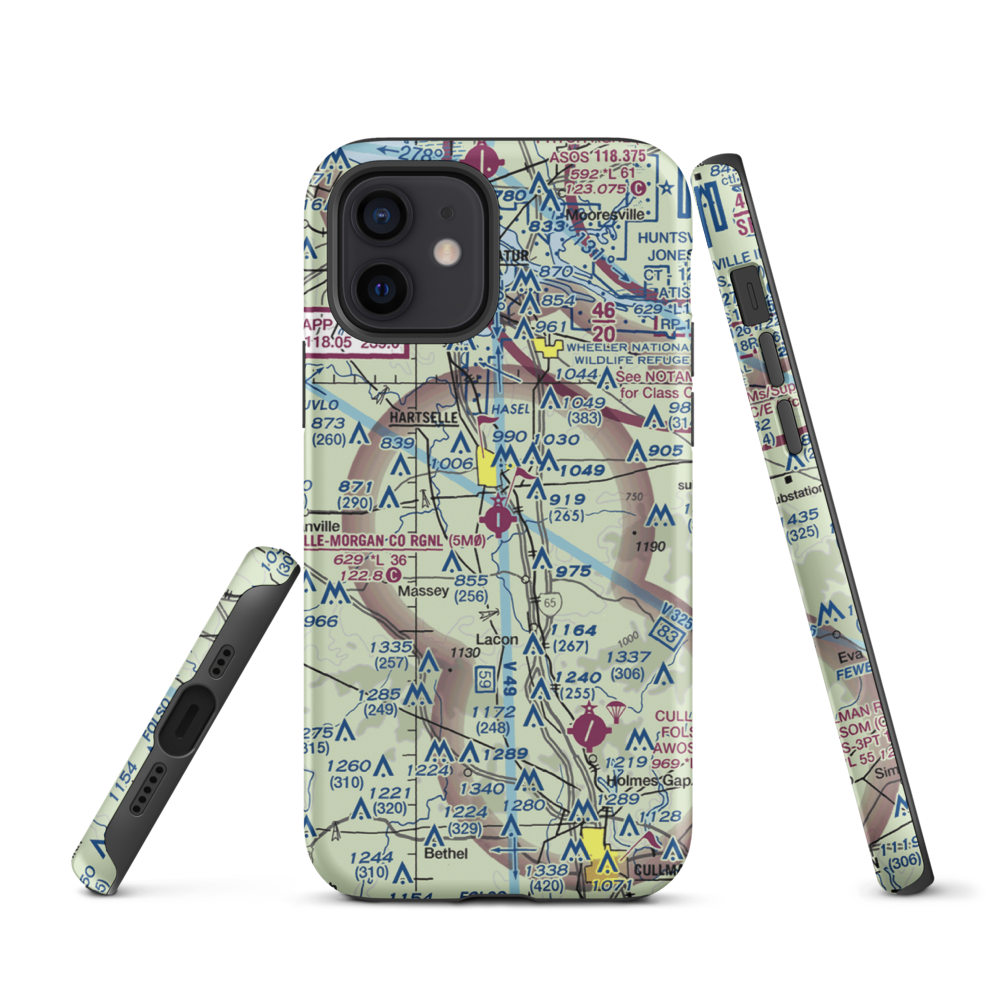 Hartselle-Morgan County Regional Airport (5M0) VFR Sectional  Tough iPhone Case iPhone 12 model shown