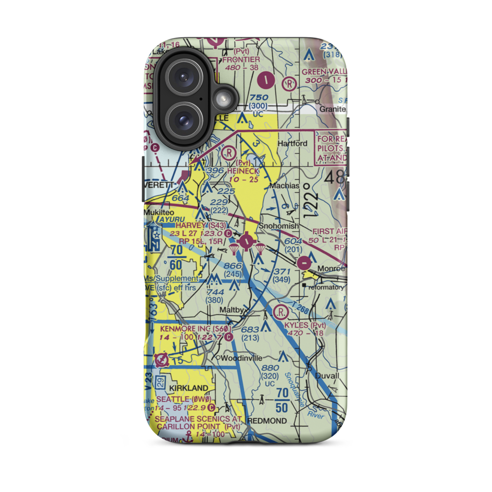Harvey Field (S43) VFR Sectional  Tough iPhone Case iPhone 16 Plus model shown
