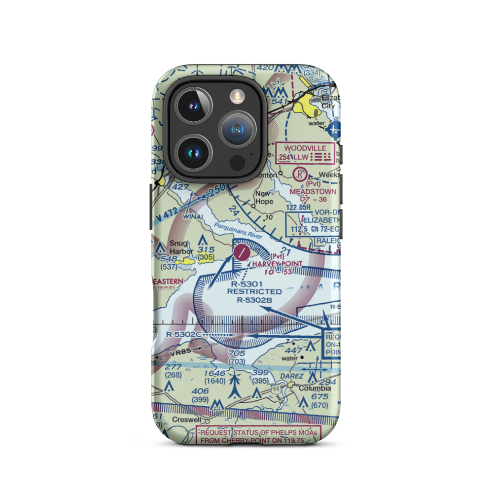 Harvey Point Defense Testing Activity Airport (NC01) VFR Sectional  Tough iPhone Case iPhone 16 Pro model shown