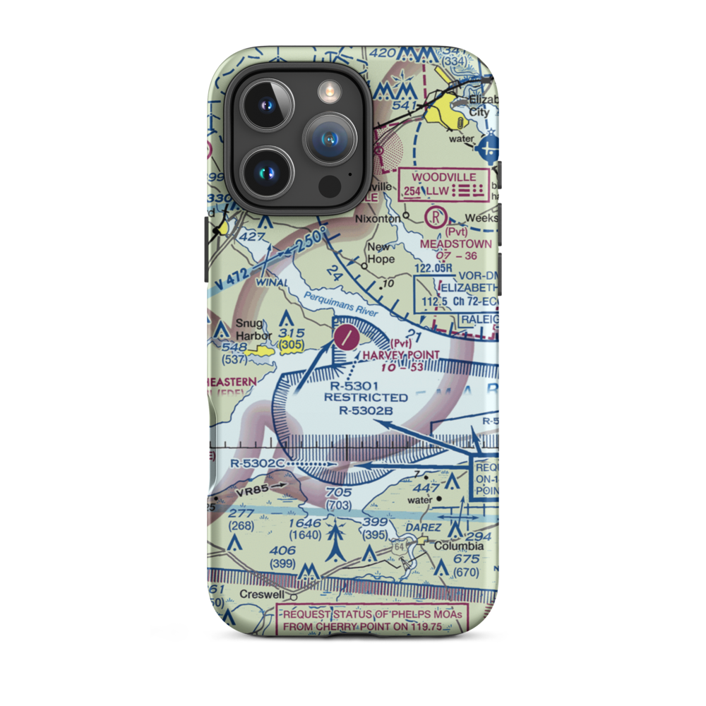 Harvey Point Defense Testing Activity Airport (NC01) VFR Sectional  Tough iPhone Case iPhone 16 Pro Max model shown