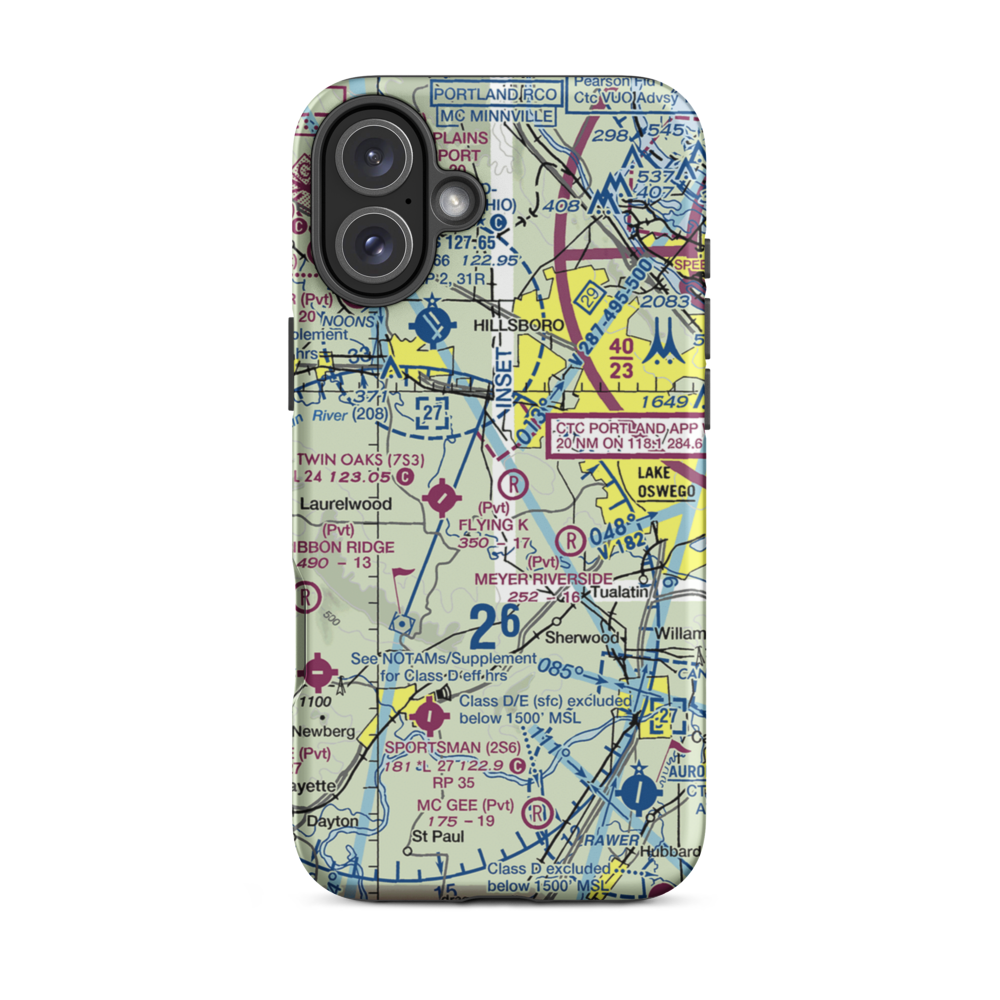 Harvey'S Acres Airport (OR28) VFR Sectional  Tough iPhone Case iPhone 16 Plus model shown