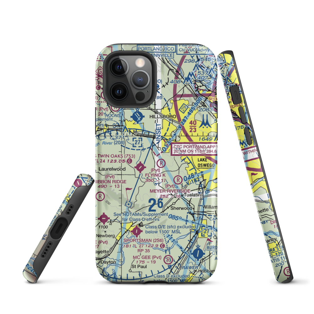 Harvey'S Acres Airport (OR28) VFR Sectional  Tough iPhone Case iPhone 12 Pro model shown