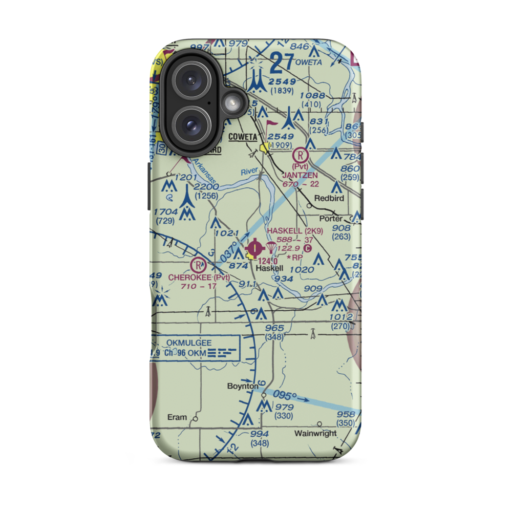 Haskell Airport (2K9) VFR Sectional  Tough iPhone Case iPhone 16 Plus model shown