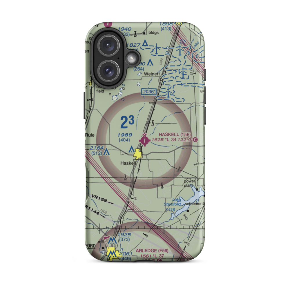 Haskell Municipal Airport (15F) VFR Sectional  Tough iPhone Case iPhone 16 Plus model shown