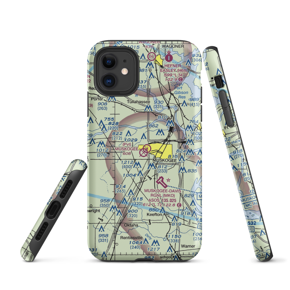 Hatbox Field (HAX) VFR Sectional  Tough iPhone Case iPhone 11 model shown