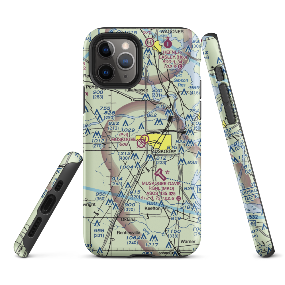 Hatbox Field (HAX) VFR Sectional  Tough iPhone Case iPhone 11 Pro model shown