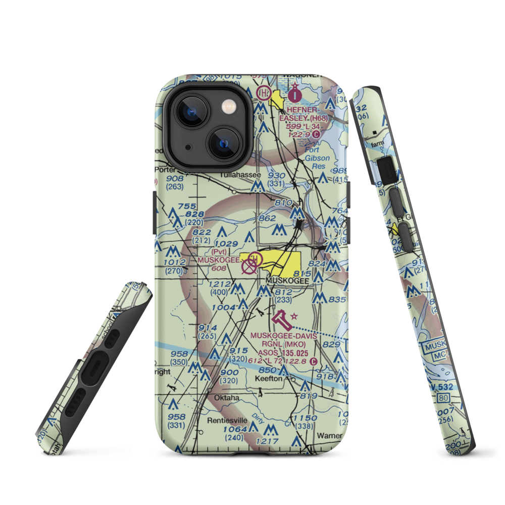 Hatbox Field (HAX) VFR Sectional  Tough iPhone Case iPhone 14 model shown