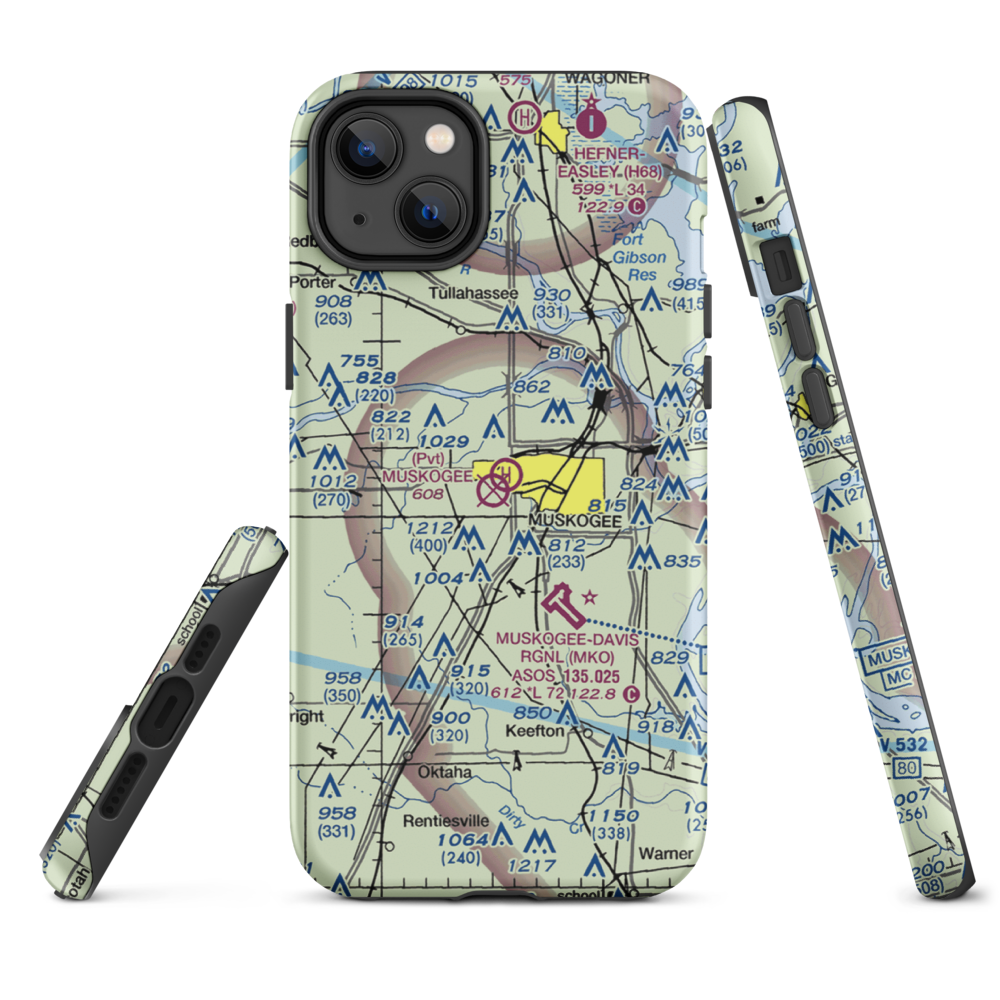 Hatbox Field (HAX) VFR Sectional  Tough iPhone Case iPhone 14 Plus model shown