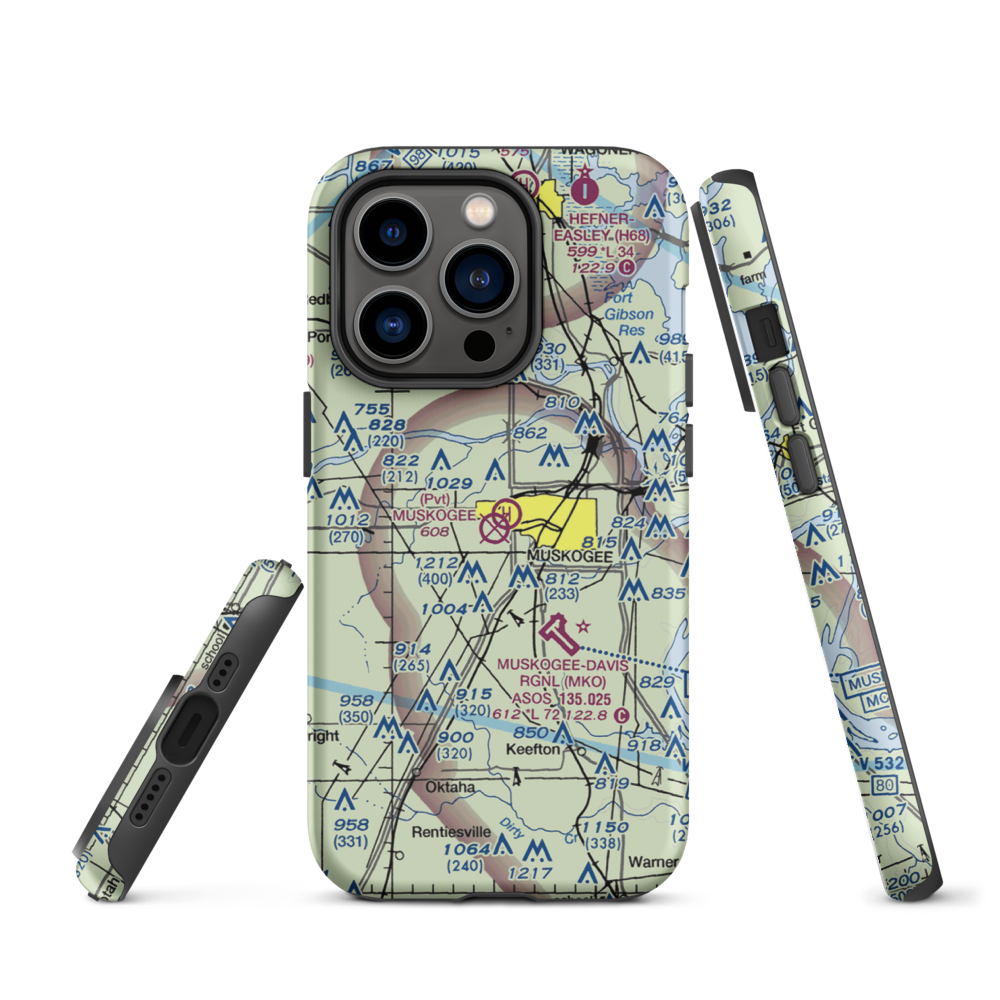 Hatbox Field (HAX) VFR Sectional  Tough iPhone Case iPhone 14 Pro model shown