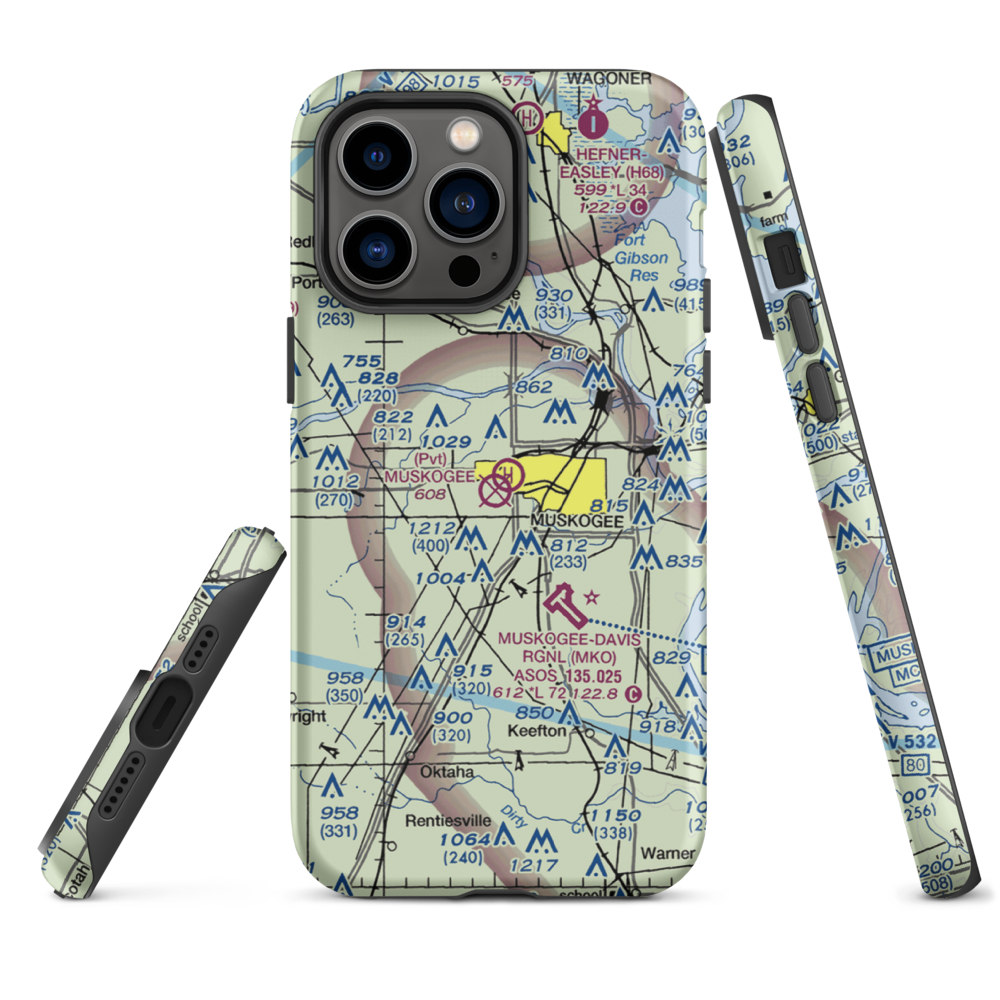 Hatbox Field (HAX) VFR Sectional  Tough iPhone Case iPhone 14 Pro Max model shown