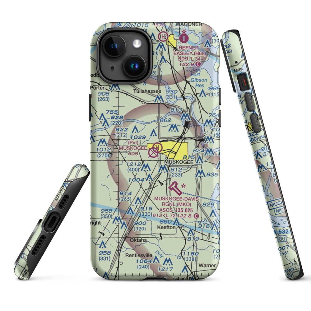 Hatbox Field (HAX) VFR Sectional  Tough iPhone Case iPhone 15 Plus model shown