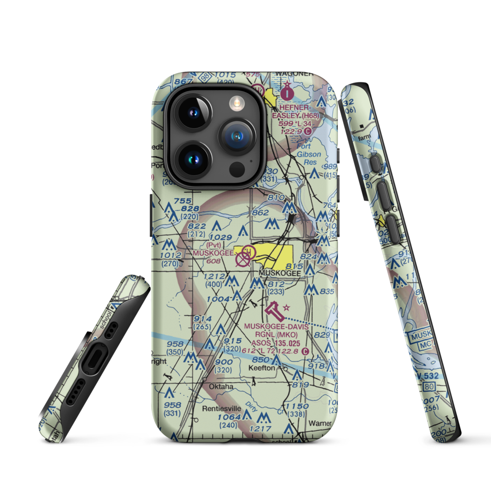 Hatbox Field (HAX) VFR Sectional  Tough iPhone Case iPhone 15 Pro model shown