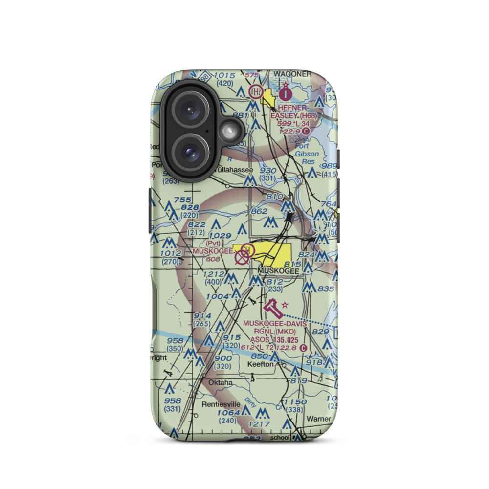 Hatbox Field (HAX) VFR Sectional  Tough iPhone Case iPhone 16 model shown