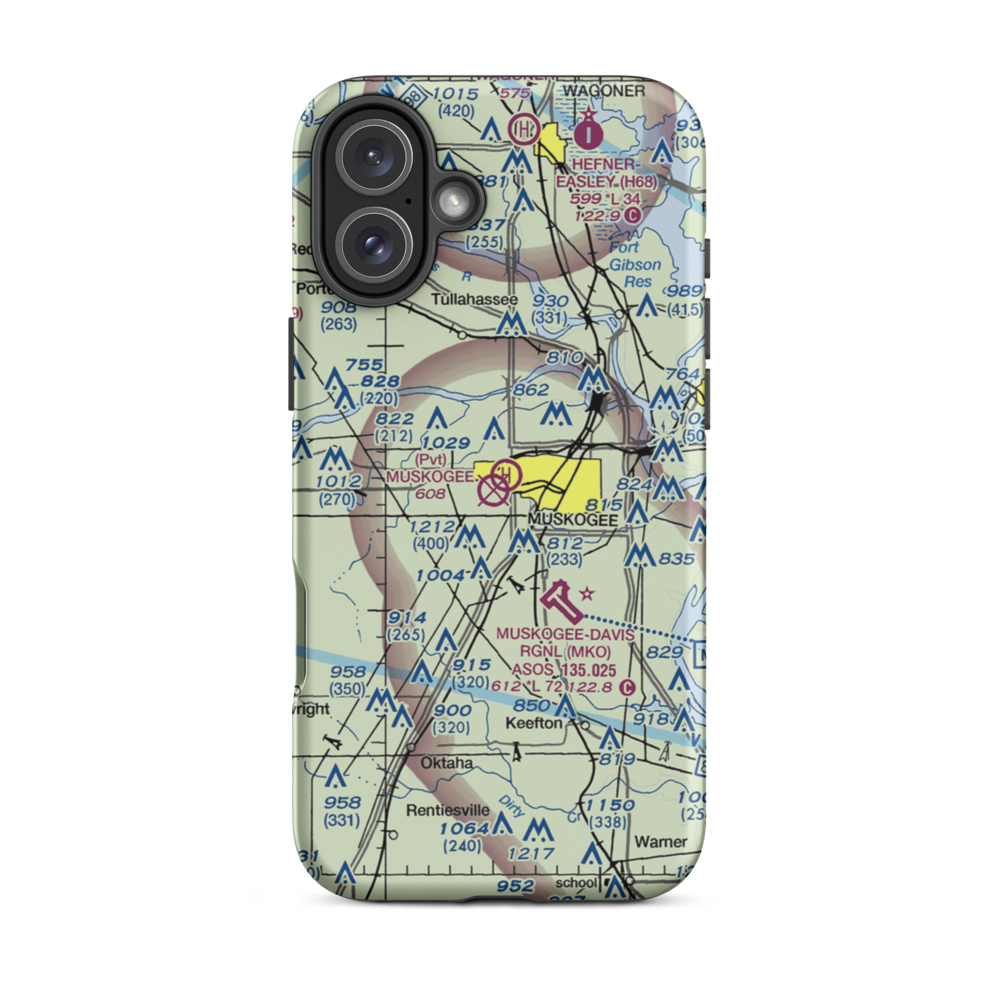 Hatbox Field (HAX) VFR Sectional  Tough iPhone Case iPhone 16 Plus model shown