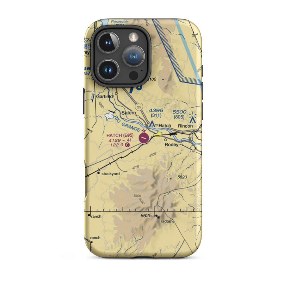 Hatch Municipal Airport (E05) VFR Sectional  Tough iPhone Case iPhone 16 Pro Max model shown