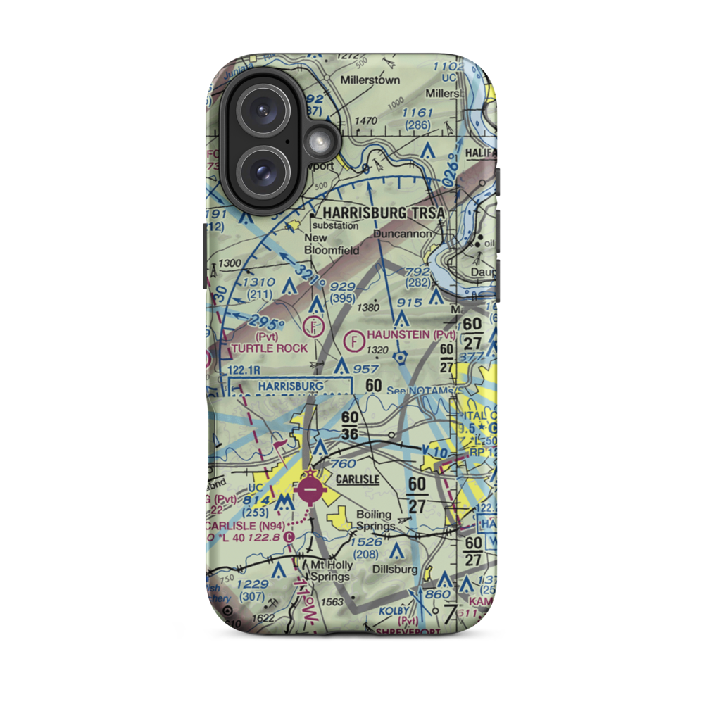 Haunstein Ultralightport (0PA2) VFR Sectional  Tough iPhone Case iPhone 16 Plus model shown