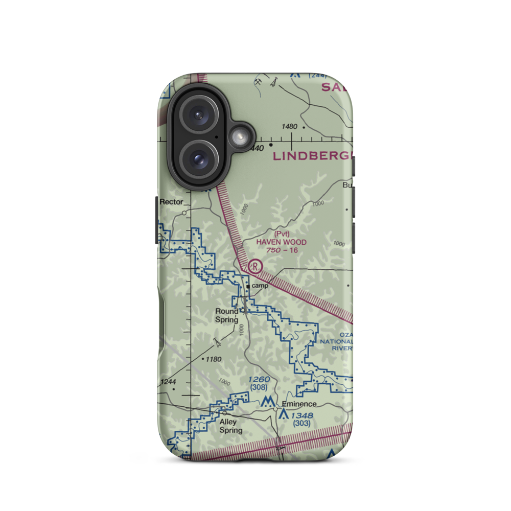 Haven Wood Airport (MU34) VFR Sectional  Tough iPhone Case iPhone 16 model shown