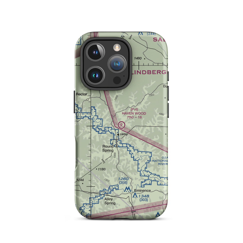 Haven Wood Airport (MU34) VFR Sectional  Tough iPhone Case iPhone 16 Pro model shown