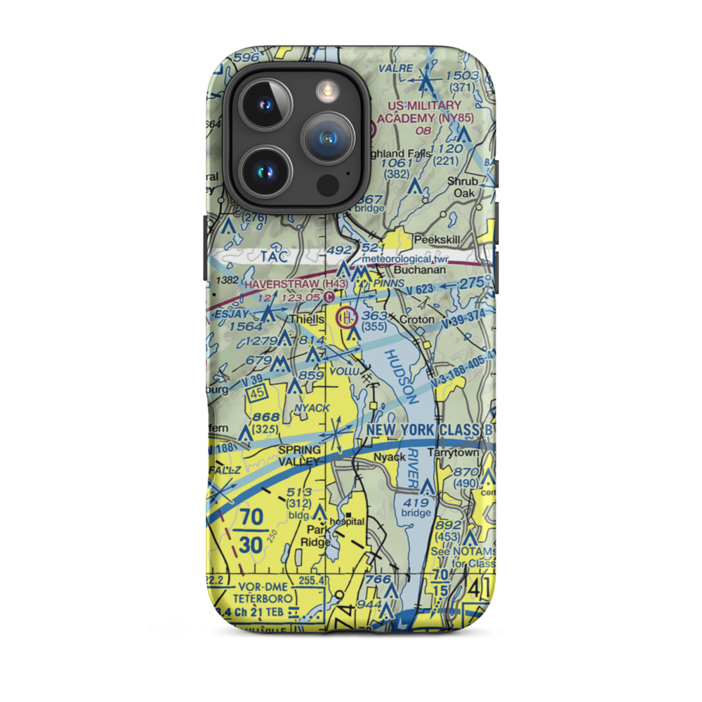 Haverstraw Heliport (H43) VFR Sectional  Tough iPhone Case iPhone 16 Pro Max model shown