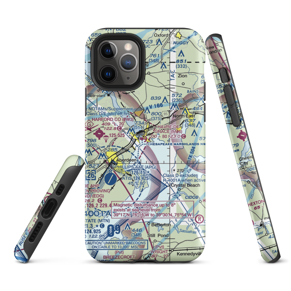 Havre De Grace Seaplane Base (M06) VFR Sectional  Tough iPhone Case iPhone 11 Pro model shown