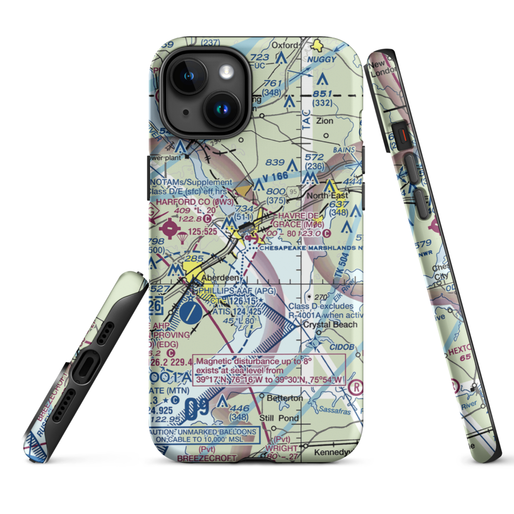 Havre De Grace Seaplane Base (M06) VFR Sectional  Tough iPhone Case iPhone 15 Plus model shown