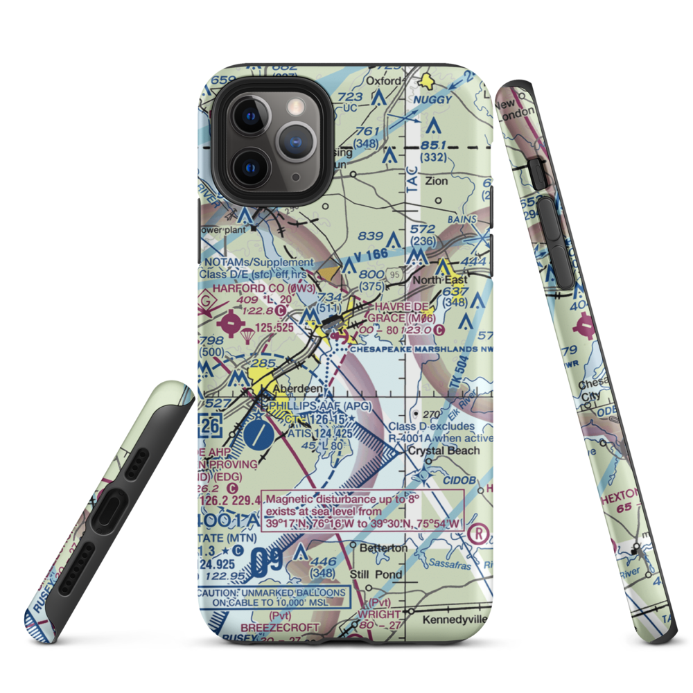 Havre De Grace Seaplane Base (M06) VFR Sectional  Tough iPhone Case iPhone 11 Pro Max model shown